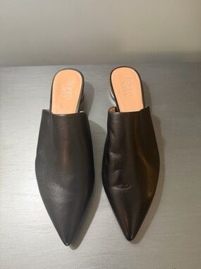 Franco Sarto Black Pointed Leather Mules